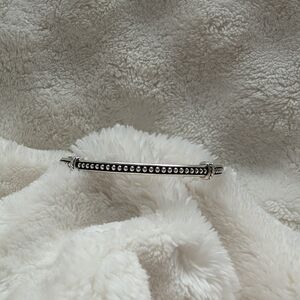 Silver Beaded Bangle Bracelet